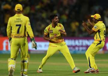 Chennai Super Kings vs Rajasthan Royals, IPL 2018 17th Match: Deepak Chahar celebrates after claiming a wicket in Pune