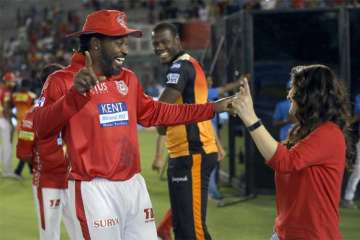 Chris Gayle and Preity Zinta show off their Bhangra moves after KXIP's win over SRH.