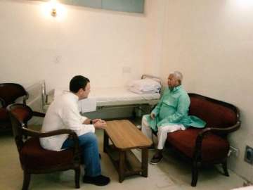 Rahul Gandhi meets Lalu Yadav at AIIMS