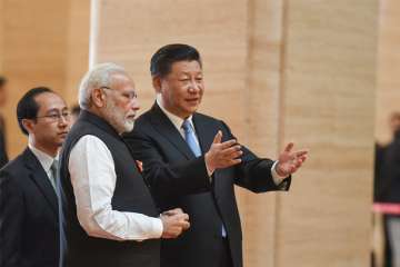 Prime Minister Narendra Modi with Chinese President Xi Jinping during his visit to Hubei Provincial Museum in Wuhan