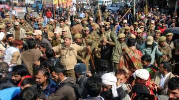 Locals protest the rape and murder of a eight-year-old girl in Kathua in Jammu in January.