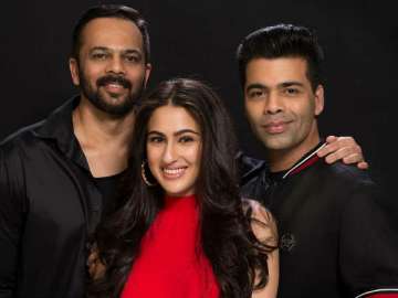 Rohit Shetty, Sara Ali Khan, Karan Johar 