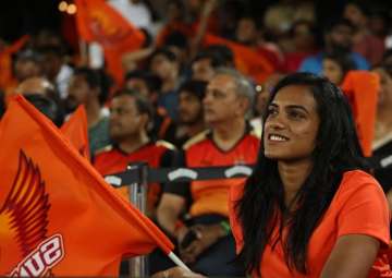 PV Sindhu cheering for SRH during an IPL 2018 match