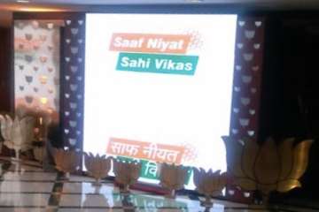 The BJP has coined a new slogan 'Saaf Niyat, Sahi Vikas' for its 4-year anniversary celebrations.