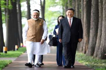 Prime Minister Modi and President Xi during their 'informal' summit in Wuhan