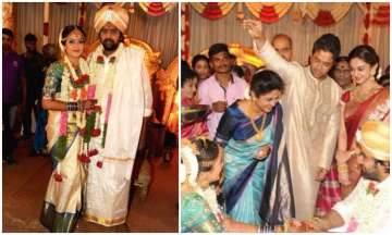 Kannada stars Chiranjeevi Sarja and Meghana Raj tie the knot in Bengaluru