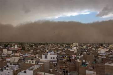 Bikaner: A dust storm approaches the city of Bikaner on Wednesday.