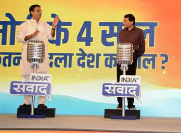 Randeep Surjewala with Suresh Prabhu at India TV Samvaad