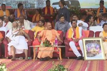 Uttar Pradesh Chief Minister Yogi Adityanath on Saturday received the first batch of pilgrims who arrived in the newly launched bus service between Nepal and India from Janakpur and Ayodhya.