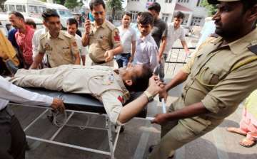 Jammu: An injured policeman being taken for treatment after a ceasefire violation by Pakistan