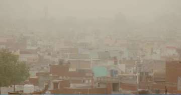 Meerut: A hazy overcast due to a dust storm on Wednesday