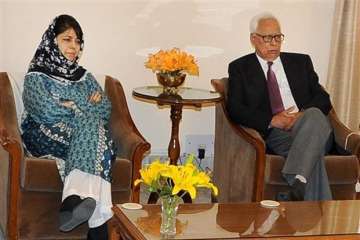 Mehbooba Mufti with Governor NN Vohra