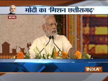 PM Modi addressing a rally in Chhattisgarh's Bhilai