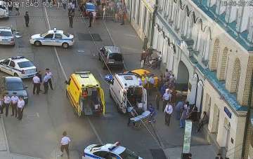 Police in Moscow say at least seven people have been injured when a taxi crashed into pedestrians on a sidewalk near Red Square