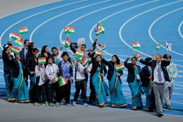 The Indian contingent at the 2014 Asian Games.