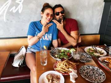 Pics: Esha Deol enjoys lunch with cousin Abhay Deol in California
