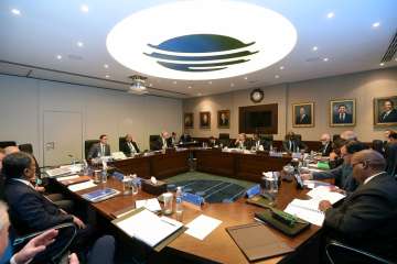 General view of the ICC Board Meeting in Dubai, United Arab Emirates.