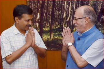Delhi CM Arvind Kejriwal with LG Anil Baijal