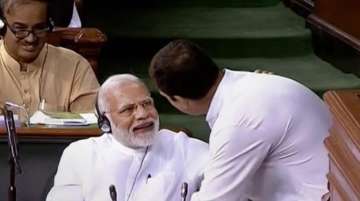 Rahul Gandhi hugged PM Modi inside Lok Sabha during debate on no-trust vote on July 20. 
