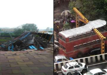 While a road overbridge collapsed in Andheri, a BEST double-decker bus rammed into an overhead railing in Santacruz. 