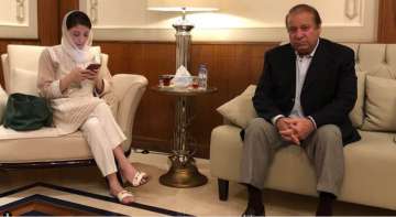 Former Pakistan PM Nawaz Sharif and daughter Maryam Sharif at Abu Dhabi airport.