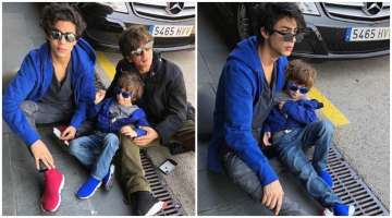 Pics: Shah Rukh Khan soaks up the sun with sons Aryan and AbRam, wife Gauri Khan can't stop gushing