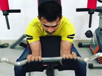 Tej Pratap Yadav working out at gym