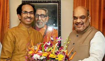 Uddhav Thackeray with Amit Shah- File photo