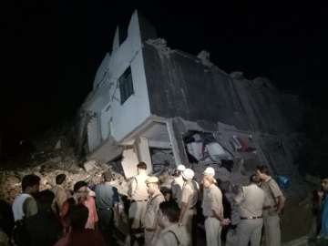 The visuals from Greater Noida's Shah Beri village, where a residential building collapsed into an under-construction building nearby. 