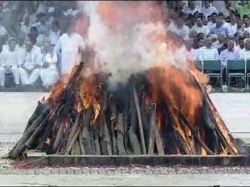 Vajpayee's mortal remains were consigned to flames at Rashtriya Smriti Sthal in New Delhi