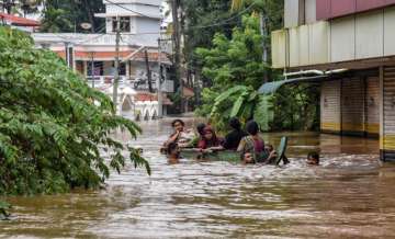 Kochi: People being rescued from a flood-affected region following heavy monsoon rainfall, in Kochi on Thursday, Aug 16, 2018.