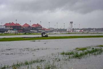 Submerged area near Cochin International Airport after monsoon rainfall, in Kochi on Wednesday, Aug 15, 2018. The Cochin International Airport at Nedumbassery reportedly suspended operations till Saturday due to rains and floods.