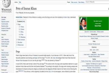 Wikipedia page showing details of pet dogs of Imran Khan.