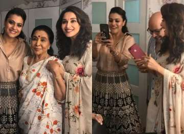 Madhuri Dixit and Kajol turn into ‘mushy paps’ for legendary singer Asha Bhosle