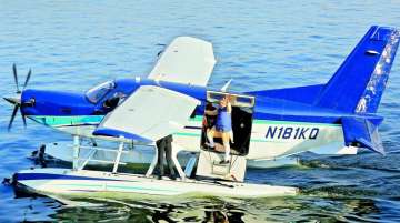 File photo of PM Modi landing on Sabarmati River Front in seaplane