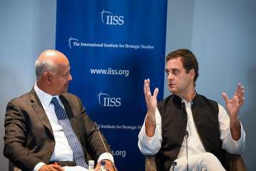 Congress President Rahul Gandhi in a panel at International Institute for Strategic Studies (IISS), in London on Friday.
