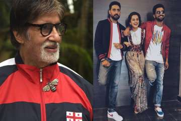 Amitabh Bachchan, Abhishek Bachchan, Taapsee Pannu and Vicky Kaushal