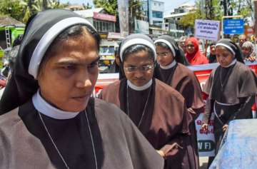 Kochi: Nuns, supported by women from the Muslim community, protest against the delay in action on a Roman Catholic church bishop who is accused of sexually exploiting a nun, in Kochi, Tuesday, Sept 11, 2018