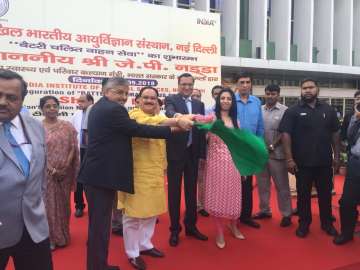 Battery operated bus service launched at AIIMS by Health Minister JP Nadda