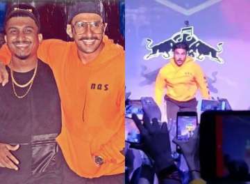 Ranveer Singh dives into the crowd during Divine's Gully Fest