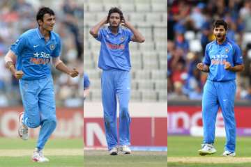 Indian players who might get a chance to play against Hong Kong: Axar Patel(left), Khaleel Ahmed(center) and Shardul Thakur(right).