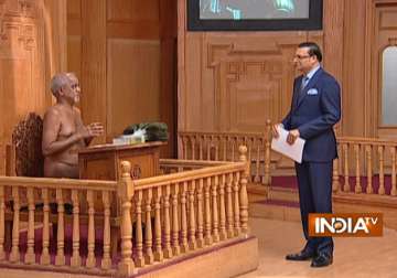 Jain Muni Tarun Sagar on India TV's Aap Ki Adalat on 18 March, 2017.