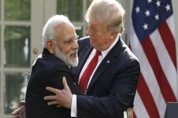 US President and PM Modi in the Rose Garden of the White House in Washington on June 26, 2017.