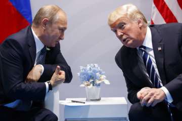 Russian President Putin with US President Donald Trump - File pic