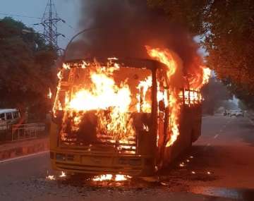 School bus in Gurugram catches fire