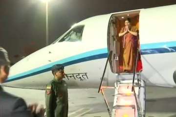 EAM Sushma Swaraj arrives in Qatar