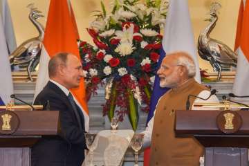 Prime Minister Narendra Modi and Russian President Vladimir Putin during bilateral meeting in New Delhi.