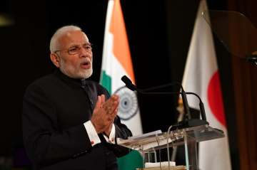 PM Modi addressing Indian and Japanese business leaders in Tokyo