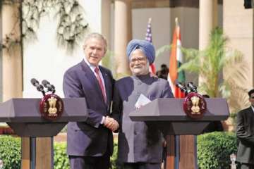 Former Prime Minister Manmohan Singh and former US President George Bush.