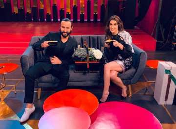 Saif Ali Khan and daughter Sara Ali Khan at Koffee With Karan Season 6. 